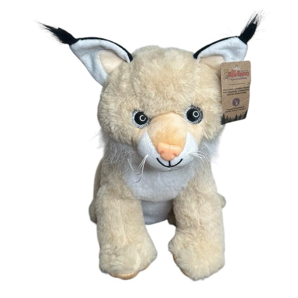 The Bear Factory Lumi the Lynx 16" Plush Cat Stuffed Animal Sparkle Glitter Eyes